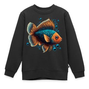 Poissons d’eau profonde - Sweat Premium enfant bio - noir - Devant - AI Model Kid Female (0cm)