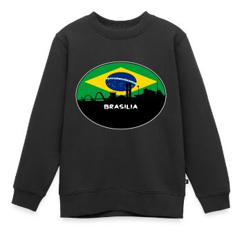 Brasilia Brazil Flag Skyline Silhouette Travel - Kids Premium Organic Sweatshirt - black - Front - AI Model Kid Female (0cm)
