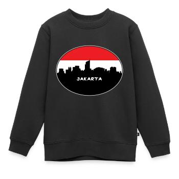 Jakarta Indonesien Flagge Skyline Silhouette Reisen - Kinder Premium Organic Sweatshirt - Schwarz - Vorne - AI Model Kid Female (0cm)