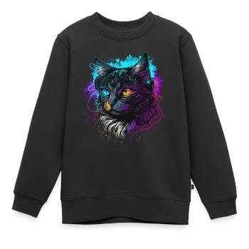 Produzent Katze - Kinder Premium Organic Sweatshirt - Schwarz - Vorne - AI Model Kid Female (0cm)