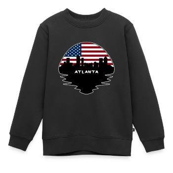 Atlanta Georgia États-Unis Flag Skyline Silhouette Voyage - Sweat Premium enfant bio - noir - Devant - AI Model Kid Female (0cm)