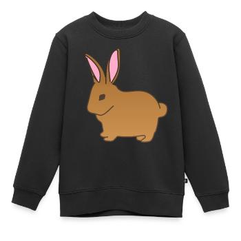 Lapin animal symbole mammifère brun - Sweat Premium enfant bio - noir - Devant - AI Model Kid Female (0cm)
