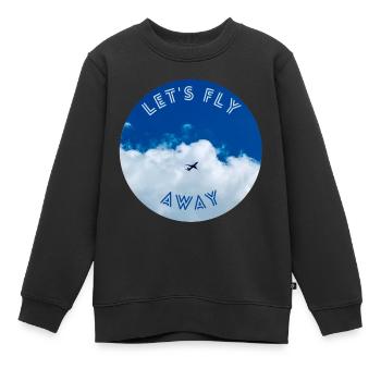 Lasst uns wegfliegen, das Thema mit dem Flugzeug am Himmel. Luftfahrt - Kinder Premium Organic Sweatshirt - Schwarz - Vorne - AI Model Kid Female (0cm)