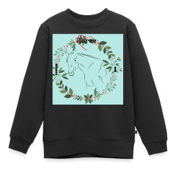 Horse Love - Kinder Premium Organic Sweatshirt - Schwarz - Vorne - AI Model Kid Female (0cm)