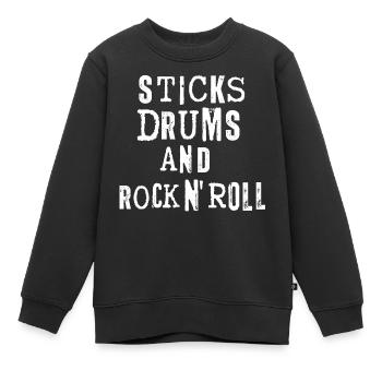 Sticks Drums And Rock N’Roll - Sweat Premium enfant bio - noir - Devant - AI Model Kid Female (0cm)