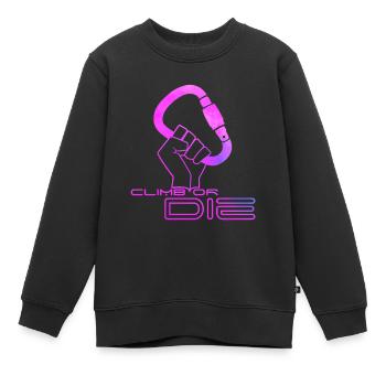 Klettern oder sterben! - Kinder Premium Organic Sweatshirt - Schwarz - Vorne - AI Model Kid Female (0cm)
