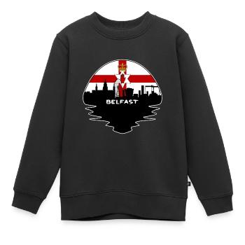 Belfast Nordirland Flagge Skyline Silhouette T - Kinder Premium Organic Sweatshirt - Schwarz - Vorne - AI Model Kid Female (0cm)