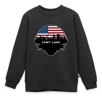 Saint Louis Missouri Usa-Flaggen-Skyline-Schattenbild T - Kinder Premium Organic Sweatshirt - Schwarz - Vorne - AI Model Kid Female (0cm)