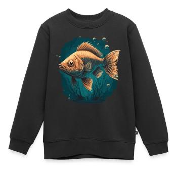 Illustration de poissons d’eau profonde - Sweat Premium enfant bio - noir - Devant - AI Model Kid Female (0cm)