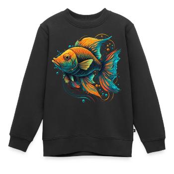 Goldener Fisch - Kinder Premium Organic Sweatshirt - Schwarz - Vorne - AI Model Kid Female (0cm)