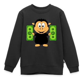 SCHWARZES SCHAF - GELD - TIER - TIERISCH - Kinder Premium Organic Sweatshirt - Schwarz - Vorne - AI Model Kid Female (0cm)