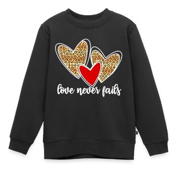 love never fails - Kinder Premium Organic Sweatshirt - Schwarz - Vorne - AI Model Kid Female (0cm)