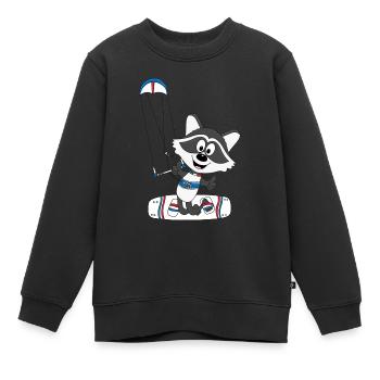 WASCHBÄR - KITER - KITESURFER - KITE - KITEN - Kinder Premium Organic Sweatshirt - Schwarz - Vorne - AI Model Kid Female (0cm)
