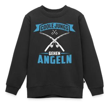 coole jungs gehen angeln angler fischer kinder - Kinder Premium Organic Sweatshirt - Schwarz - Vorne - AI Model Kid Female (0cm)