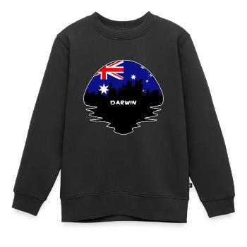 Darwin Australie Flag Skyline Silhouette Voyage - Sweat Premium enfant bio - noir - Devant - AI Model Kid Female (0cm)