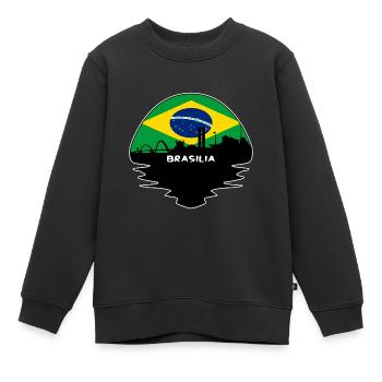Brasilia Brasilien Flagge Skyline Silhouette Reisen - Kinder Premium Organic Sweatshirt - Schwarz - Vorne - AI Model Kid Female (0cm)
