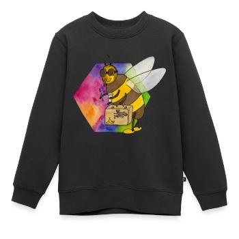 nieliche Biene HIVE - Kinder Premium Organic Sweatshirt - Schwarz - Vorne - AI Model Kid Female (0cm)