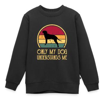 Braque Saint Germain Dog Silhouette Retro Coucher de soleil - Sweat Premium enfant bio - noir - Devant - AI Model Kid Female (0cm)
