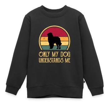 Karpaten Schäferhund Silhouette Retro Sonnenuntergang - Kinder Premium Organic Sweatshirt - Schwarz - Vorne - AI Model Kid Female (0cm)