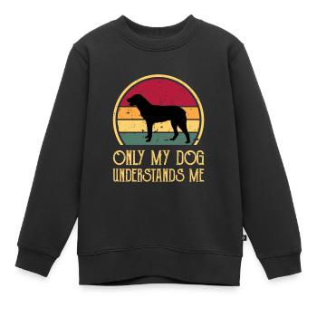 Cao De Castro Laboreiro Hund Silhouette Retro Sonne - Kinder Premium Organic Sweatshirt - Schwarz - Vorne - AI Model Kid Female (0cm)