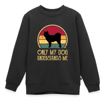 Canadian Eskimo Dog Love Silhouette Vintage Sunset - Sweat Premium enfant bio - noir - Devant - AI Model Kid Female (0cm)