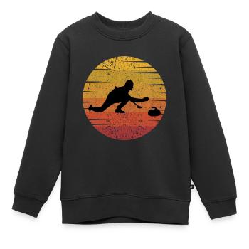 Curling Kehren Winter Eissport Retro Vintage - Kinder Premium Organic Sweatshirt - Schwarz - Vorne - AI Model Kid Female (0cm)