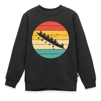 Retro ruderer ruderboot vintage rudern - Kinder Premium Organic Sweatshirt - Schwarz - Vorne - AI Model Kid Female (0cm)