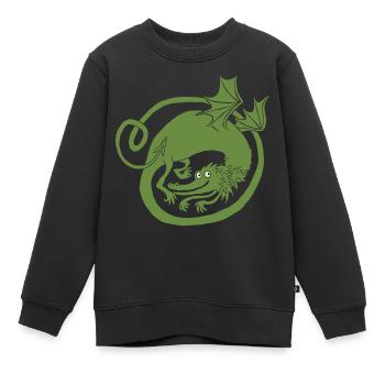 Drache (hellgrün) - Kinder Premium Organic Sweatshirt - Schwarz - Vorne - AI Model Kid Female (0cm)