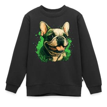 Französische Bulldogge - Kinder Premium Organic Sweatshirt - Schwarz - Vorne - AI Model Kid Female (0cm)