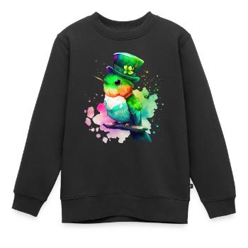 St Paddy’s St Patricksday St Patrick Day - Sweat Premium enfant bio - noir - Devant - AI Model Kid Female (0cm)