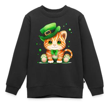 St Paddy’s St Patricksday St Patrick Day - Sweat Premium enfant bio - noir - Devant - AI Model Kid Female (0cm)