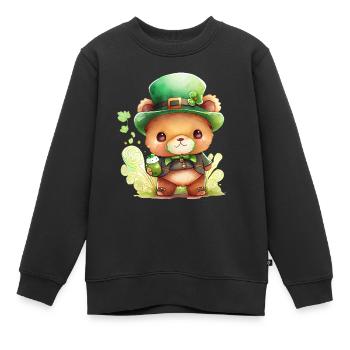 St Paddy’s St Patricksday St Patrick Day - Sweat Premium enfant bio - noir - Devant - AI Model Kid Female (0cm)