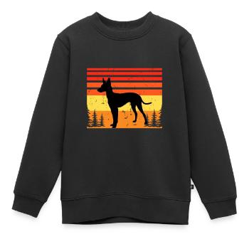 Cirneco Dell Etna Hund Liebe Silhouette Retro Sonnenuntergang - Kinder Premium Organic Sweatshirt - Schwarz - Vorne - AI Model Kid Female (0cm)