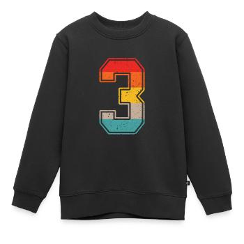 3 ans maillot rétro numéro 3 T-shirt numéro 3 - Sweat Premium enfant bio - noir - Devant - AI Model Kid Female (0cm)