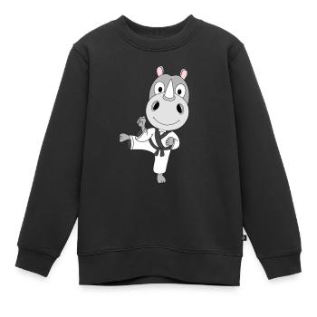 KARATE - NASHORN - SELBSTVERTEIDIGUNG - SPORT - Kinder Premium Organic Sweatshirt - Schwarz - Vorne - AI Model Kid Female (0cm)