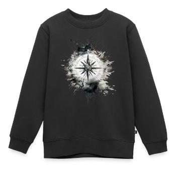 kreativer Kompass im Navy Look fürs Segeln - Kinder Premium Organic Sweatshirt - Schwarz - Vorne - AI Model Kid Female (0cm)