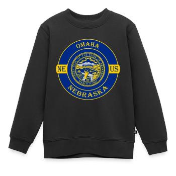 Omaha Nebraska Flagge USA Reise Souvenir Abzeichen - Kinder Premium Organic Sweatshirt - Schwarz - Vorne - AI Model Kid Female (0cm)