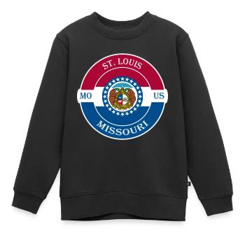 St. Louis Missouri drapeau USA voyage souvenir badge - Sweat Premium enfant bio - noir - Devant - AI Model Kid Female (0cm)