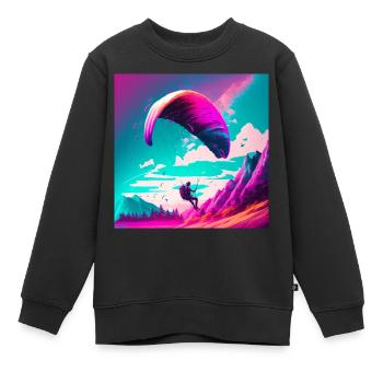 Paragliders in retrowave style - Kids Premium Organic Sweatshirt - black - Front - AI Model Kid Female (0cm)