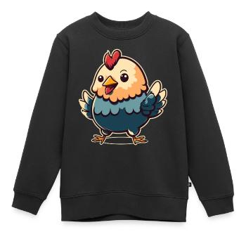 Kawaii rooster design, pour les poulets fous - Sweat Premium enfant bio - noir - Devant - AI Model Kid Female (0cm)