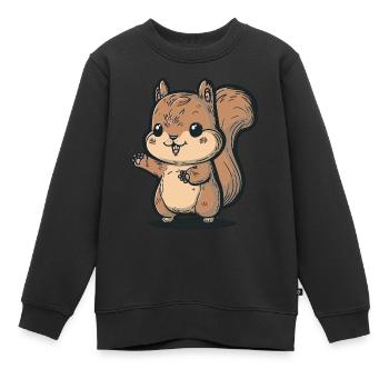 Mothers, Squirrels, Children, Gift Idea, Kawaii - Kids Premium Organic Sweatshirt - black - Front - AI Model Kid Female (0cm)