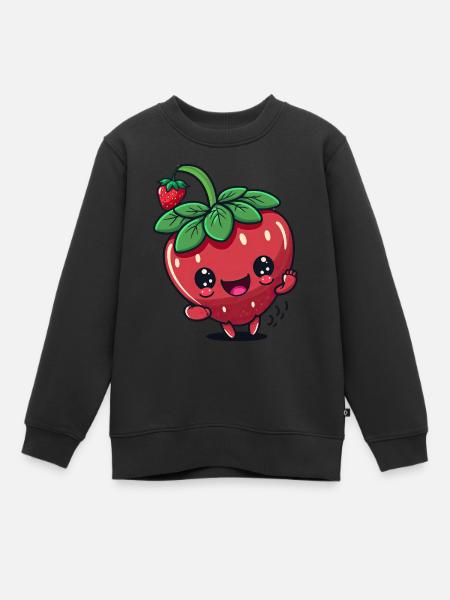 Kawaii Erdbeer-Design, Für süße Früchtchen - Premium børne sweatshirt økologisk - sort