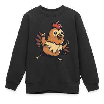 Kawaii rooster design, pour les poulets fous - Sweat Premium enfant bio - noir - Devant - AI Model Kid Female (0cm)