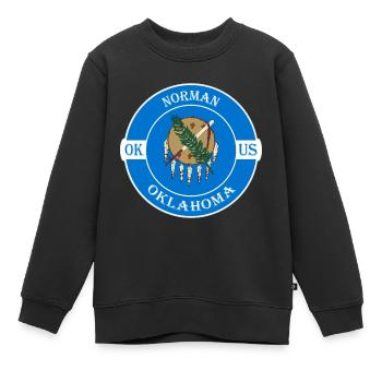 Norman Oklahoma Flag USA Travel Souvenir Badge - Sweat Premium enfant bio - noir - Devant - AI Model Kid Female (0cm)