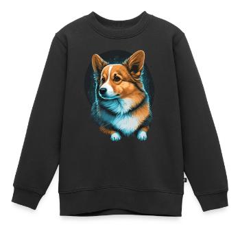 Glowing Background Corgi - Kids Premium Organic Sweatshirt - black - Front - AI Model Kid Female (0cm)