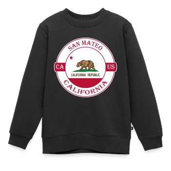 San Mateo California Flagge USA Souvenir Abzeichen - Kinder Premium Organic Sweatshirt - Schwarz - Vorne - AI Model Kid Female (0cm)