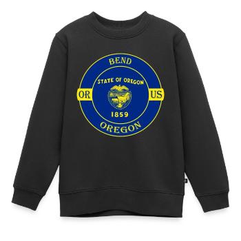 Bend Oregon Flagge USA Reise Souvenir Abzeichen - Kinder Premium Organic Sweatshirt - Schwarz - Vorne - AI Model Kid Female (0cm)