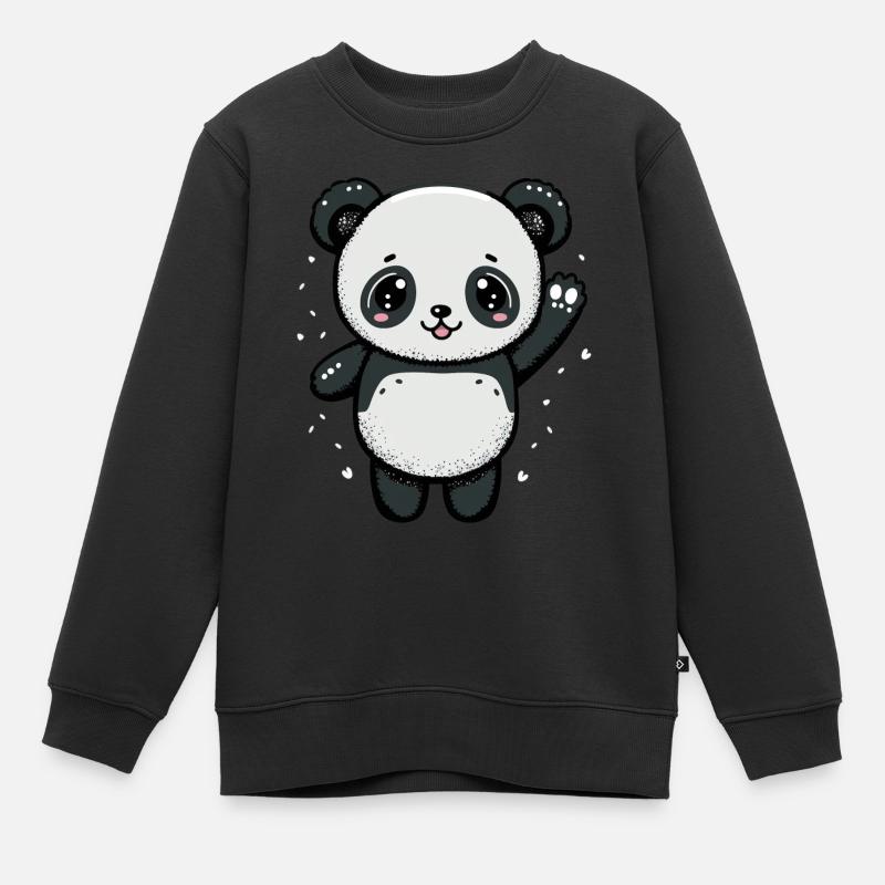 Kawaii Panda, aimer - Sweat Premium enfant bio - noir