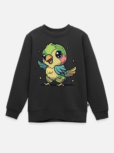Kawaii Papagai, für verrückte Vögel - Premium børne sweatshirt økologisk - sort