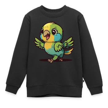 Kawaii Papagai, for crazy birds - Kids Premium Organic Sweatshirt - black - Front - AI Model Kid Female (0cm)